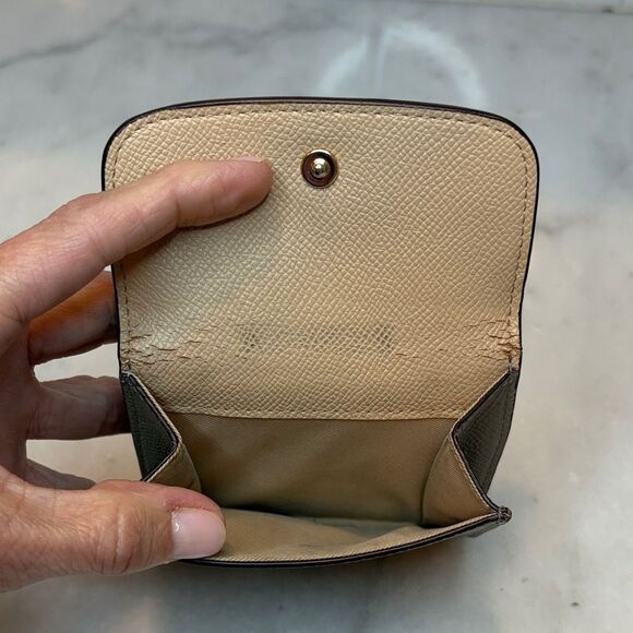 Coach Wallet Leather Cross Grained Gray Compact Bifold Wallet - Picture 10 of 16